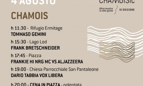 ChamoiSic: il gran finale della IX edizione dal 3 al 5 agosto a Chamois.